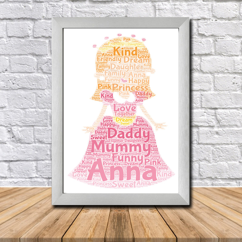 Personalised Princess 1 Word Art Poster Print