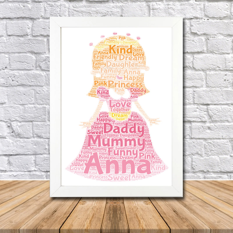 Personalised Princess 1 Word Art Poster Print