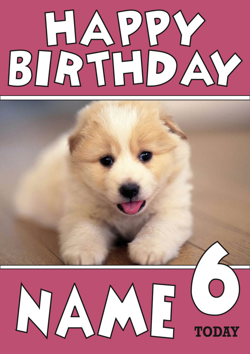 THEME INSPIRED Kids Adult Personalised Birthday Card Puppy Birthday Card