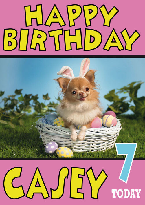 Puppy In Easter Basket Birthday Card