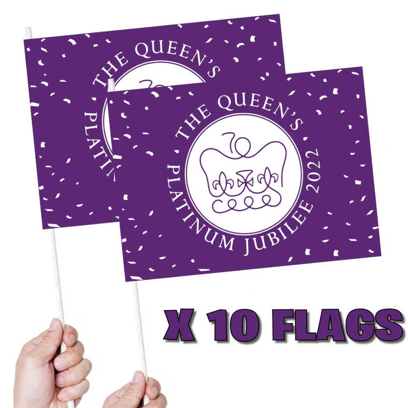 The Queen's Platinum Jubilee Purple Handwaving Flags X10