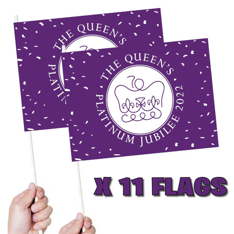 The Queen's Platinum Jubilee Purple Handwaving Flags X11