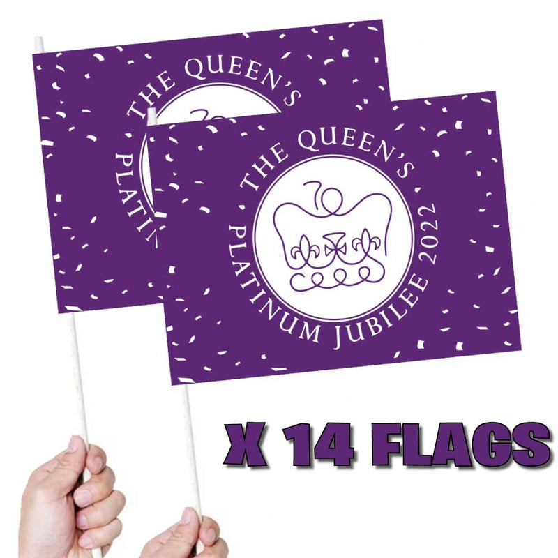 The Queen's Platinum Jubilee Purple Handwaving Flags X14