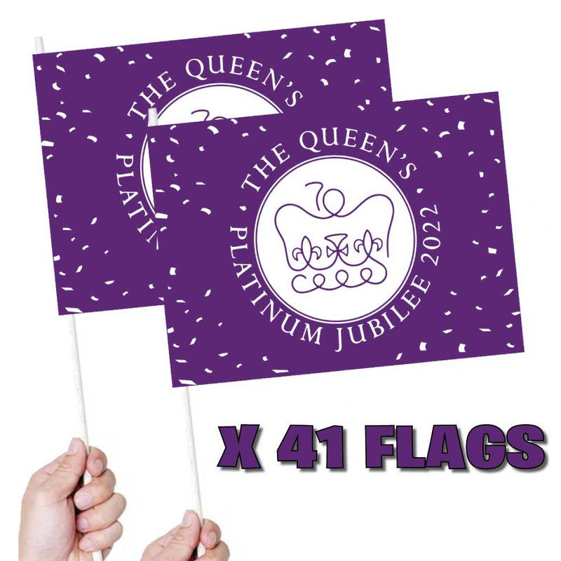 The Queen's Platinum Jubilee Purple Handwaving Flags X41