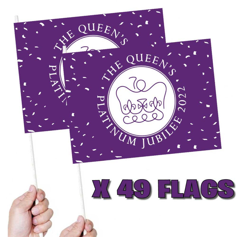 The Queen's Platinum Jubilee Purple Handwaving Flags X49