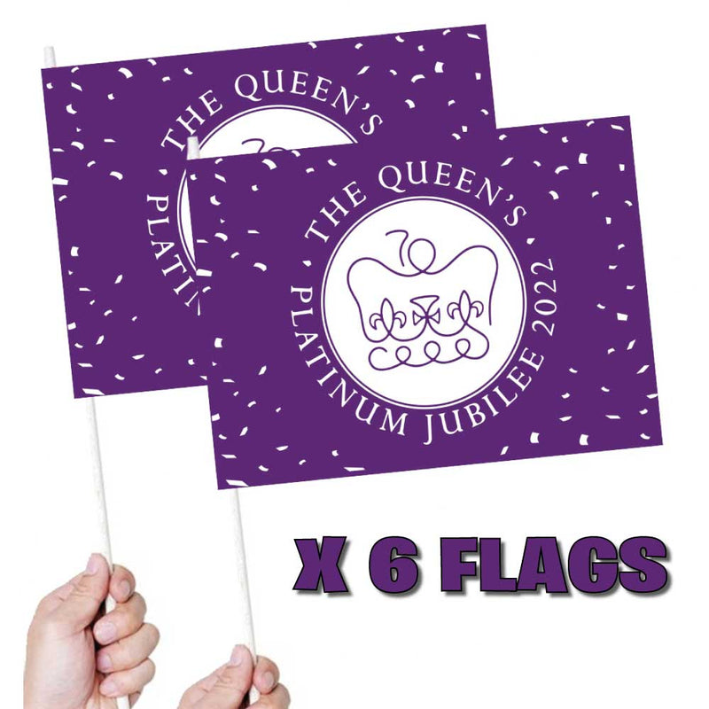 The Queen's Platinum Jubilee Purple Handwaving Flags X6