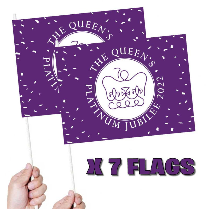 The Queen's Platinum Jubilee Purple Handwaving Flags X7