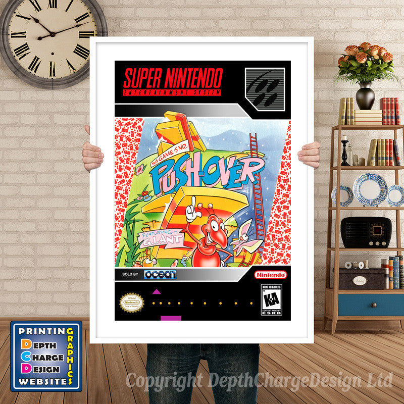 Pushover Super Nintendo GAME INSPIRED THEME Retro Gaming Poster A4 A3 A2 Or A1