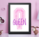Personalised Name Word Art Poster Print Pink Letter Q