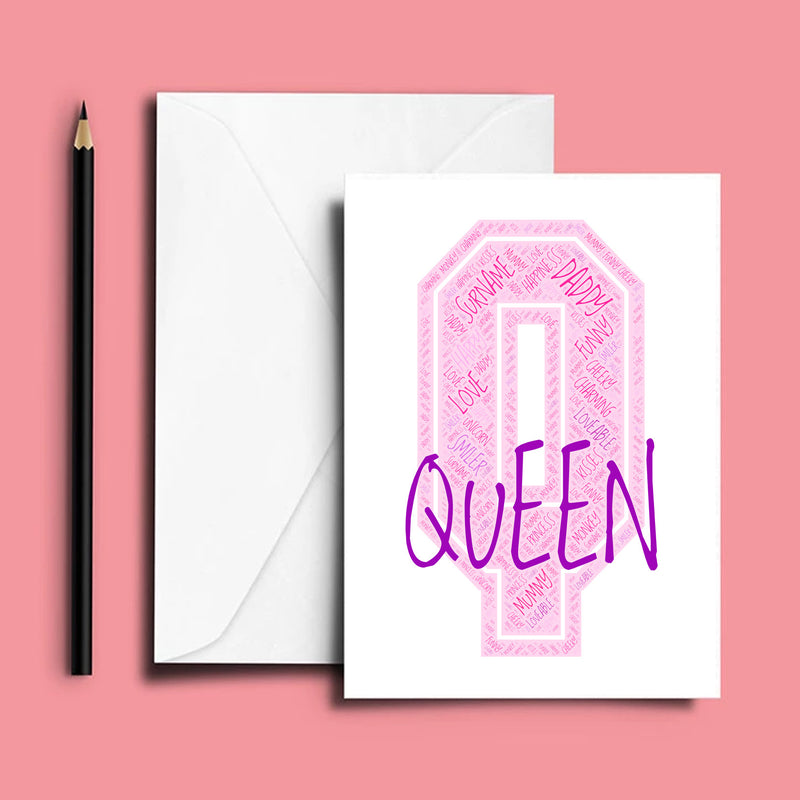 Personalised Name Word Art Poster Print Pink Letter Q