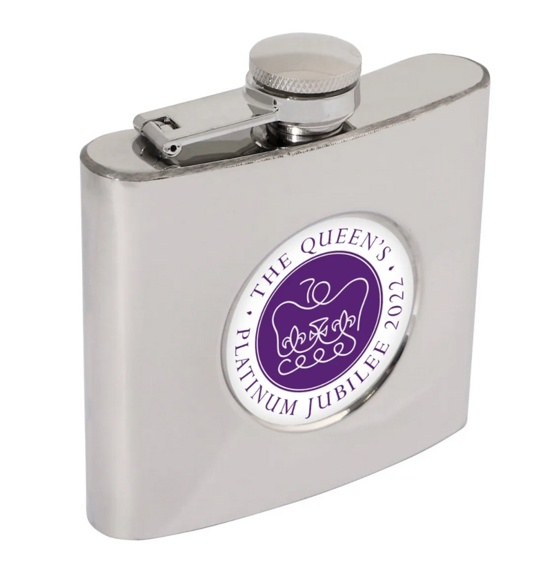 QUEEN'S PLATINUM JUBILEE 2022 SILVER HIP FLASK