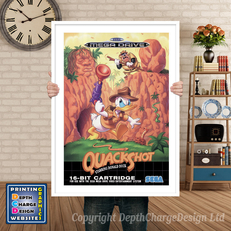 Quack Shoteu - Sega Megadrive Inspired Retro Gaming Poster A4 A3 A2 Or A1 – Quack Shoteu - Sega Megadrive Inspired Retro Gaming Poster
