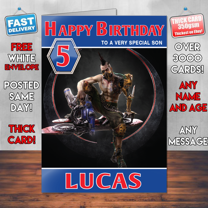 Personalised Quake Champions Anarki Inspired Style Game Kids Inspired Birthday Card (SA)