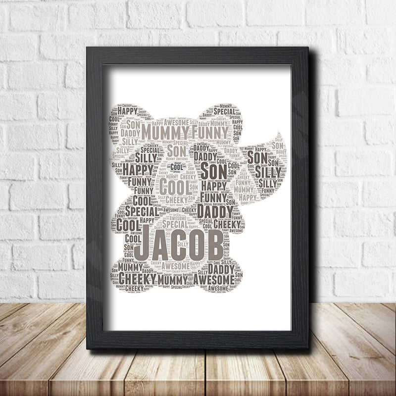 Personalised Racoon 1 Word Art Poster Print