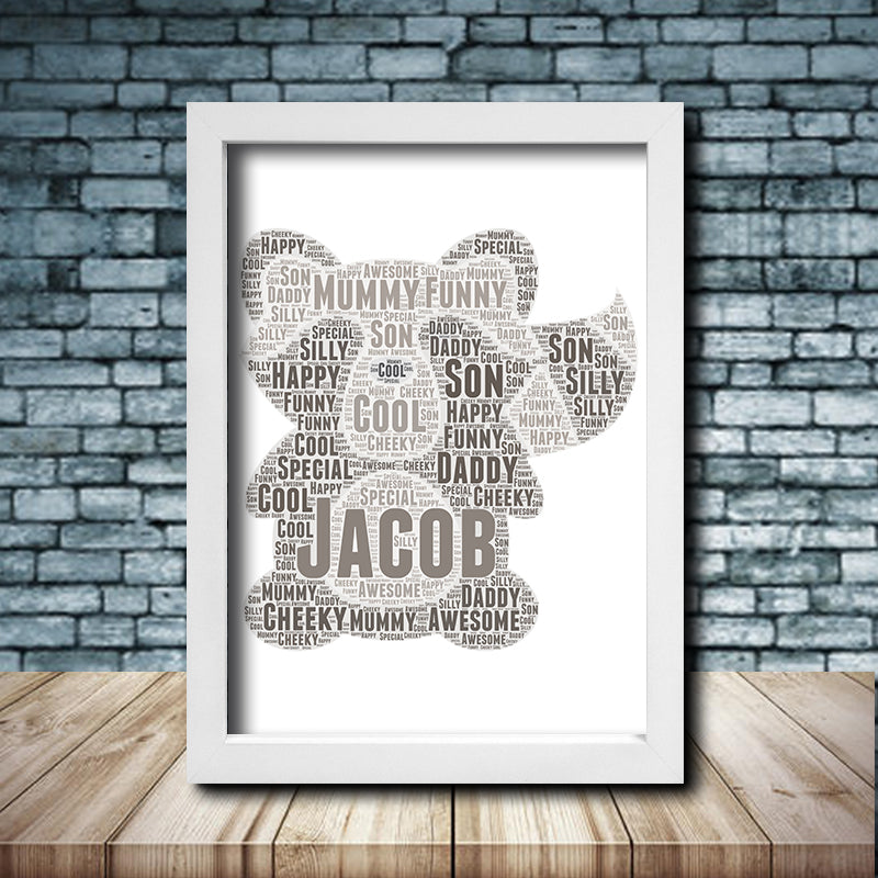 Personalised Racoon 1 Word Art Poster Print