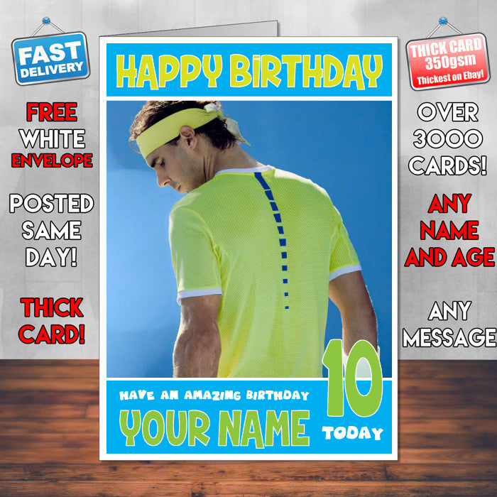 RAFAEL NADAL BM1 THEME INSPIRED Kids Adult Personalised Birthday Card Birthday Card