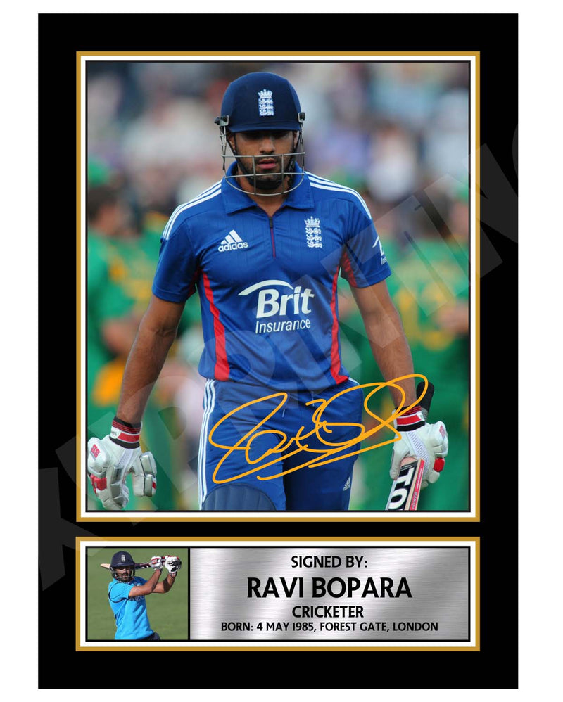 RAVI BOPARA Limited Edition Cricketer Signed Print - Cricket Player