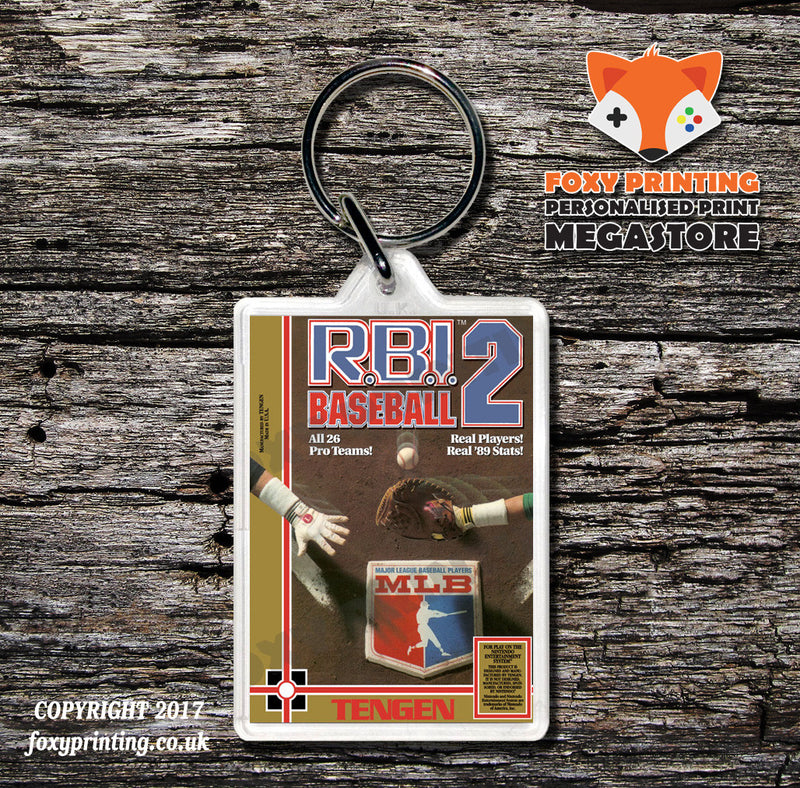 RBI BASEBALL Retro NES Game Cover Art Gaming Keyring