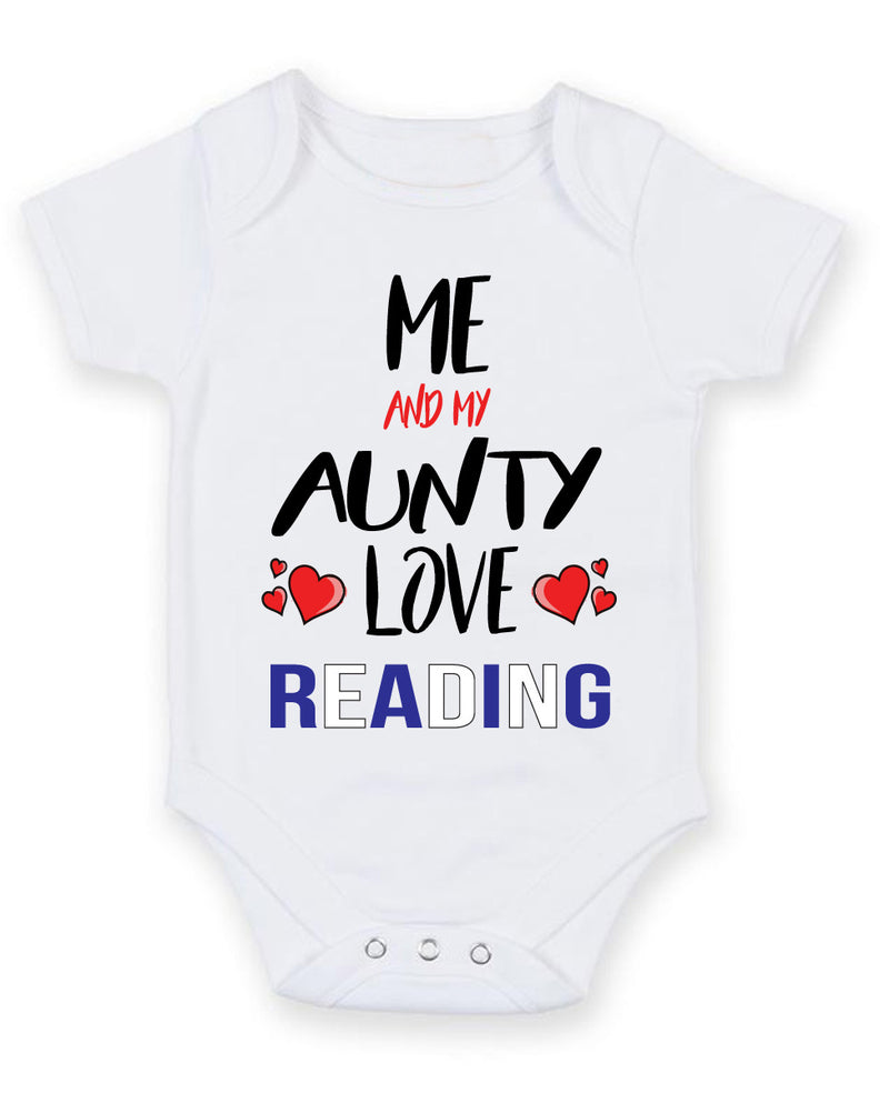Me and My Aunty Love READING Personalised FOOTBALL TEAM Baby Grow