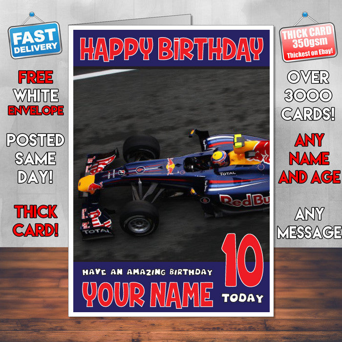 REDBULL BM2 THEME INSPIRED Kids Adult Personalised Birthday Card Birthday Card