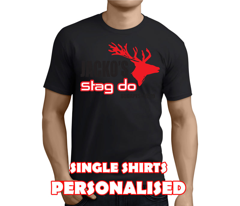Red Stag Colour Custom Stag T-Shirt - Any Name - Party Tee