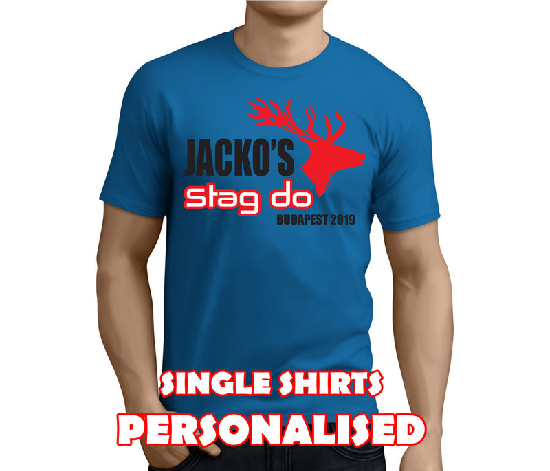 Red Stag Colour Custom Stag T-Shirt - Any Name - Party Tee