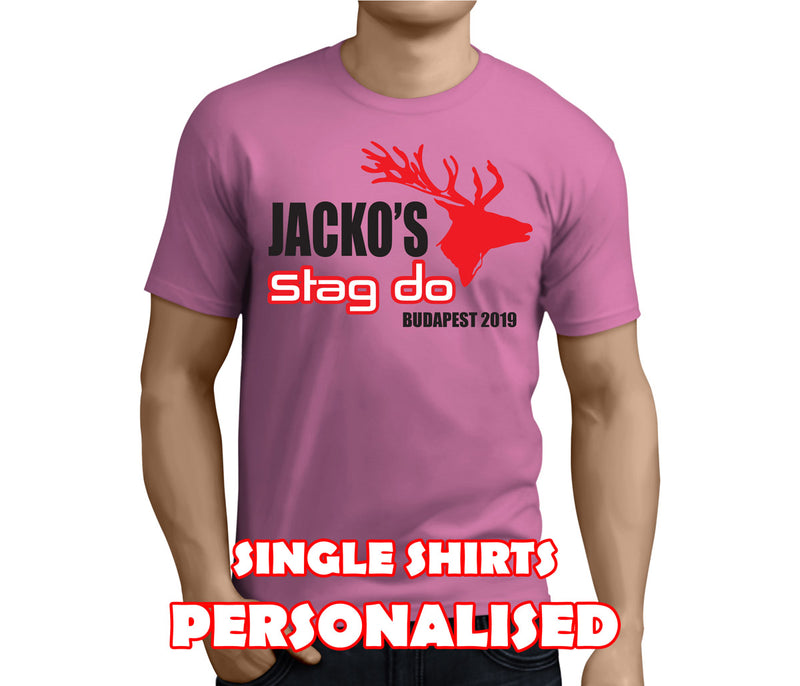 Red Stag Colour Custom Stag T-Shirt - Any Name - Party Tee