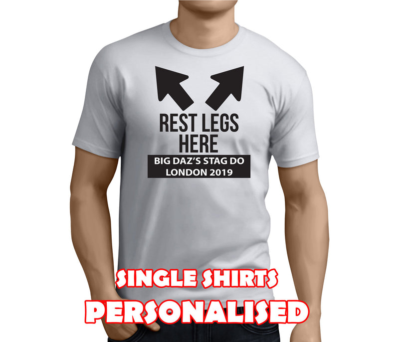 Rest Legs Here Black Custom Stag T-Shirt - Any Name - Party Tee