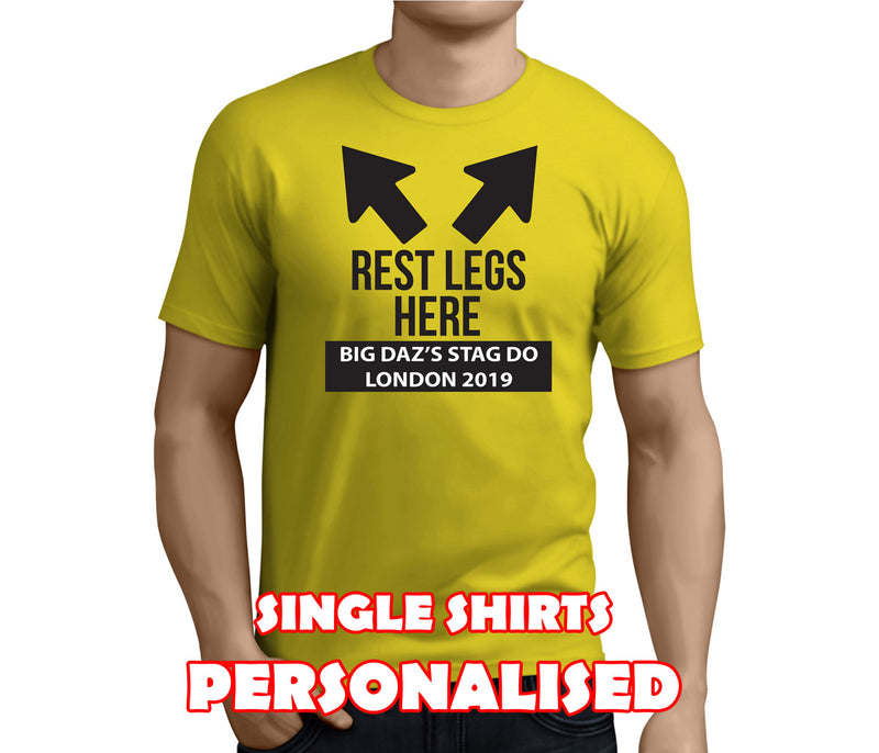 Rest Legs Here Black Custom Stag T-Shirt - Any Name - Party Tee
