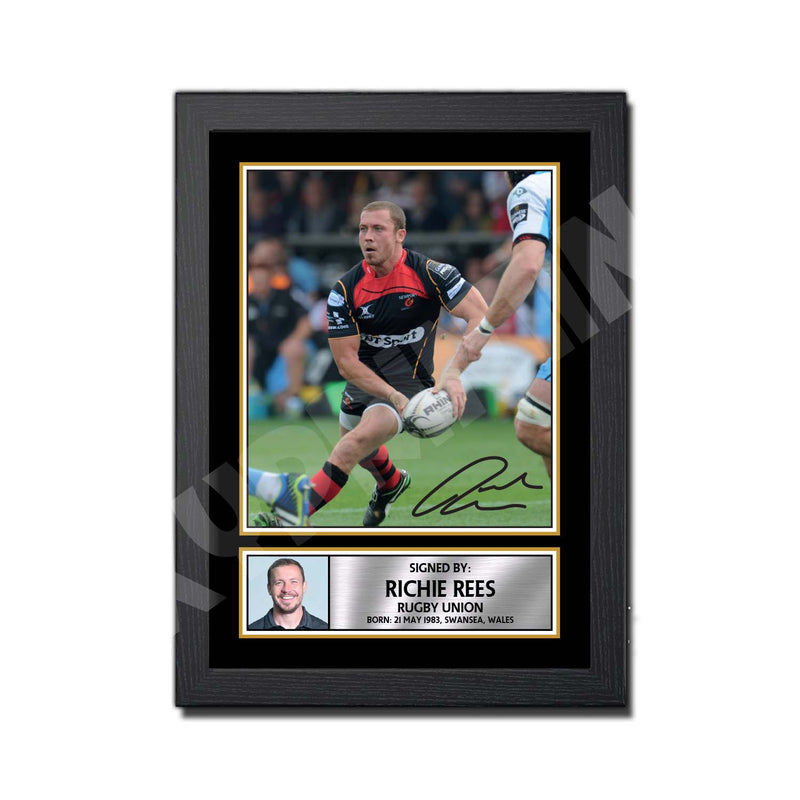 RICHIE REES 2 Limited Edition Rugby Player Signed Print - Rugby