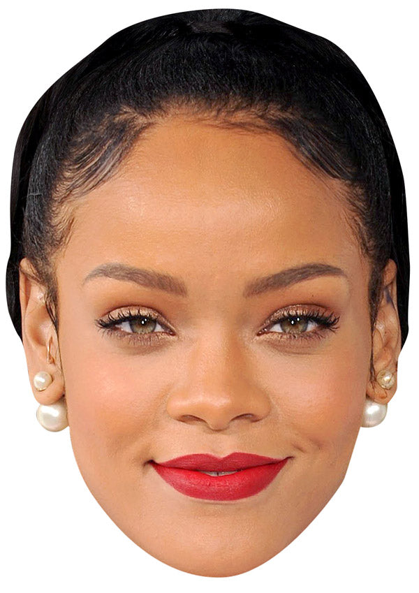 RIHANNA BLACK HAIR JB - Music Star Fancy Dress Cardboard Celebrity Party Face Mask