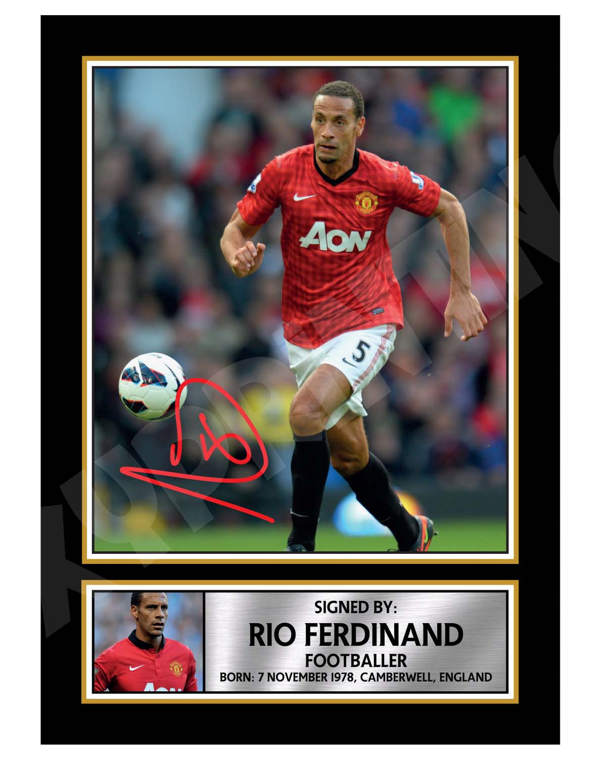RIO FERDINAND 2 Limited Edition Football Player Signed Print - Football