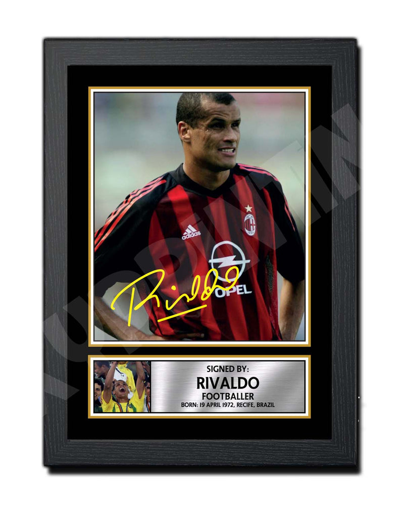 RIVALDO 2 Limited Edition Football Player Signed Print - Football