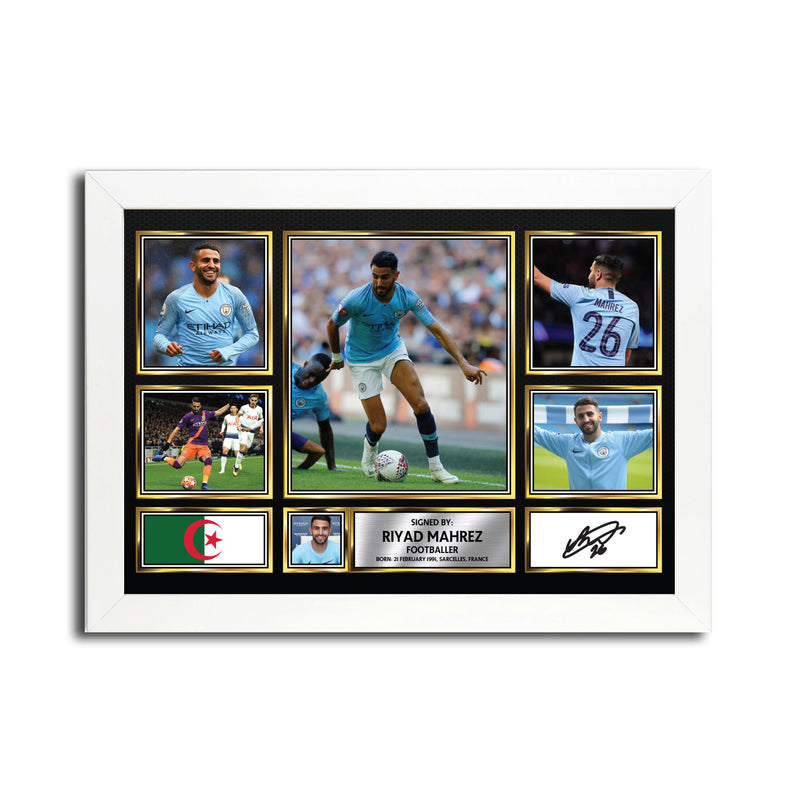 RIYAD MAHREZ MC1659 - Black Frame Autographed Football Poster