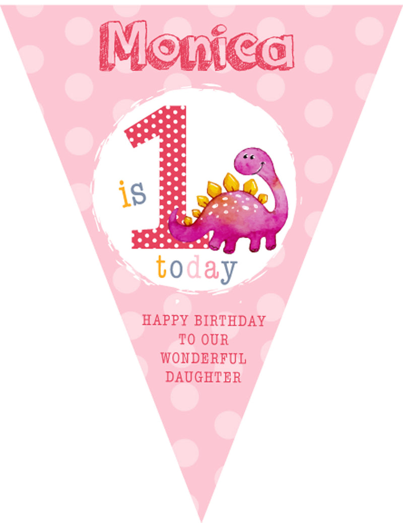 RM102 Dinosaur Birthday Bunting B Personalised Custom Bunting Premium Party Decorations  (Standard Bunting (14.8cm X 21cm))