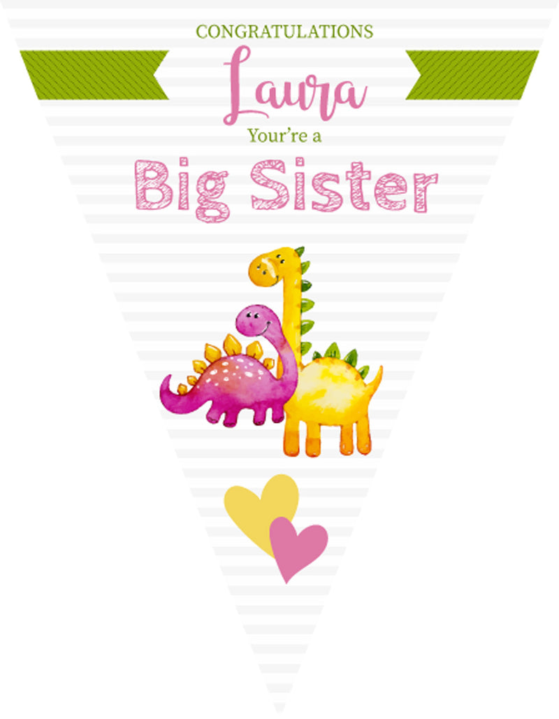 RM113 BIG SISTER Bunting A Personalised Custom Bunting Premium Party Decorations  (Standard Bunting (14.8cm X 21cm))