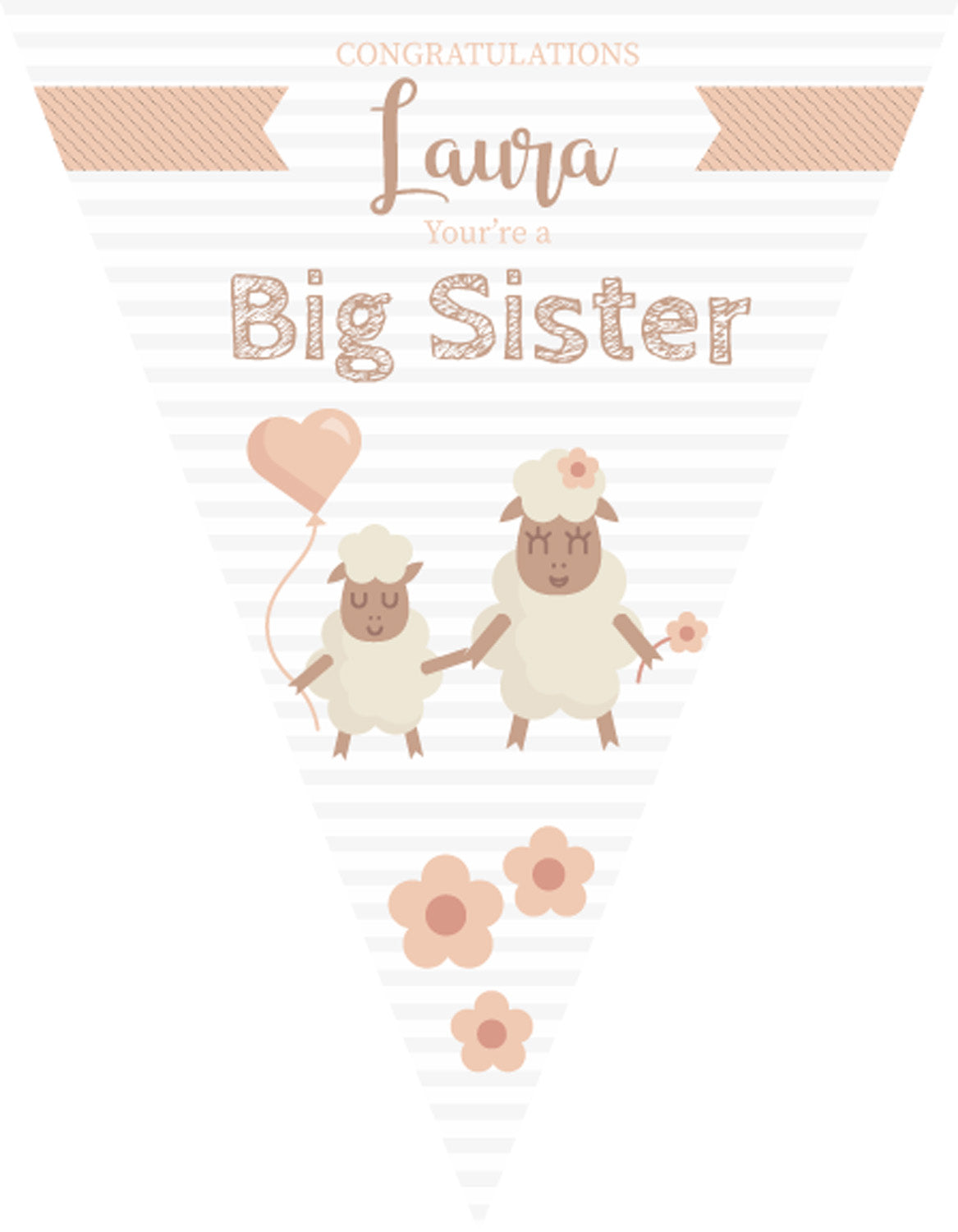 RM114 BIG SISTER Bunting B Personalised Custom Bunting Premium Party Decorations  (Standard Bunting (14.8cm X 21cm)) – RM114 BIG Sister Bunting B Personalised Custom Bunting