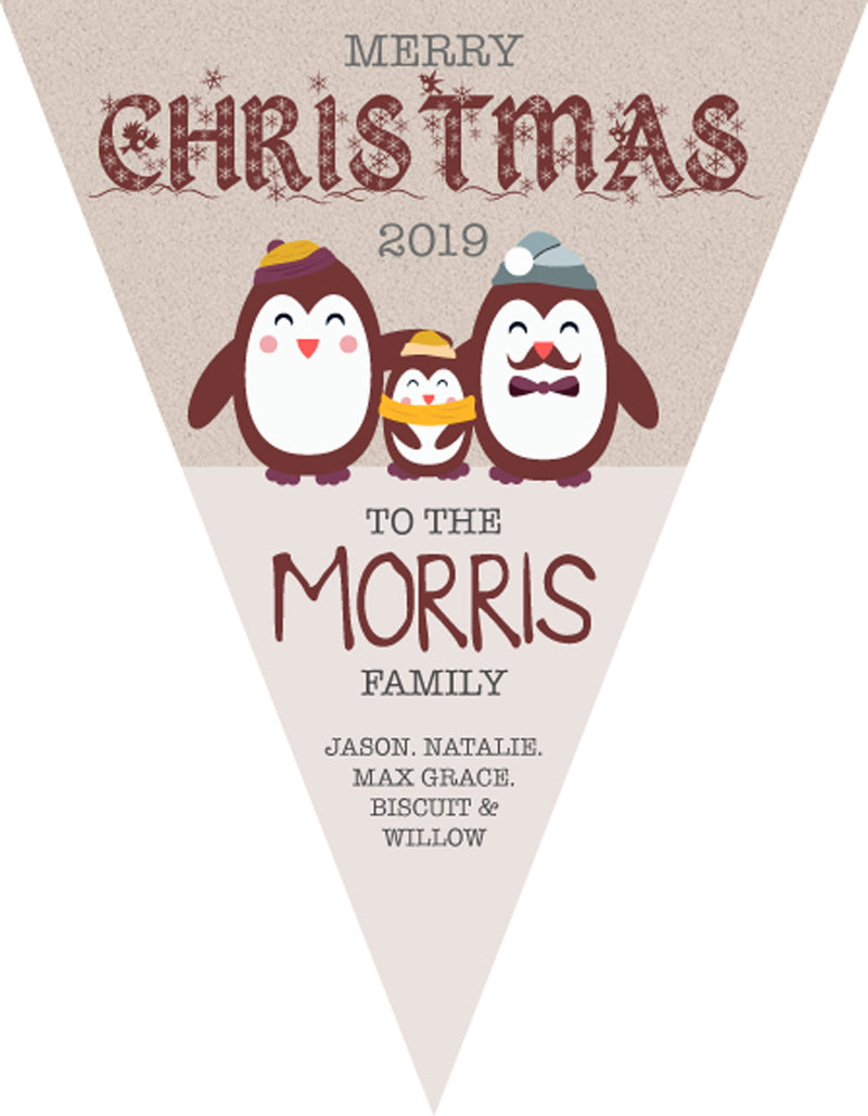 RM115 Family Christmas Bunting A Personalised Custom Bunting Premium Party Decorations  (Standard Bunting (14.8cm X 21cm))