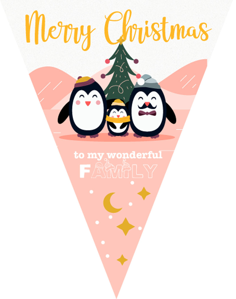 RM117 Family Christmas Bunting C Personalised Custom Bunting Premium Party Decorations  (Standard Bunting (14.8cm X 21cm))