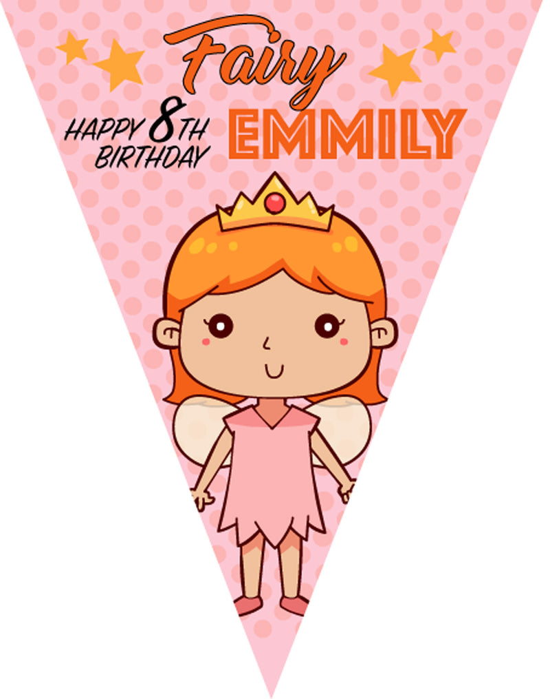 RM121 Fairy Birthday Bunting A Personalised Custom Bunting Premium Party Decorations  (Standard Bunting (14.8cm X 21cm))