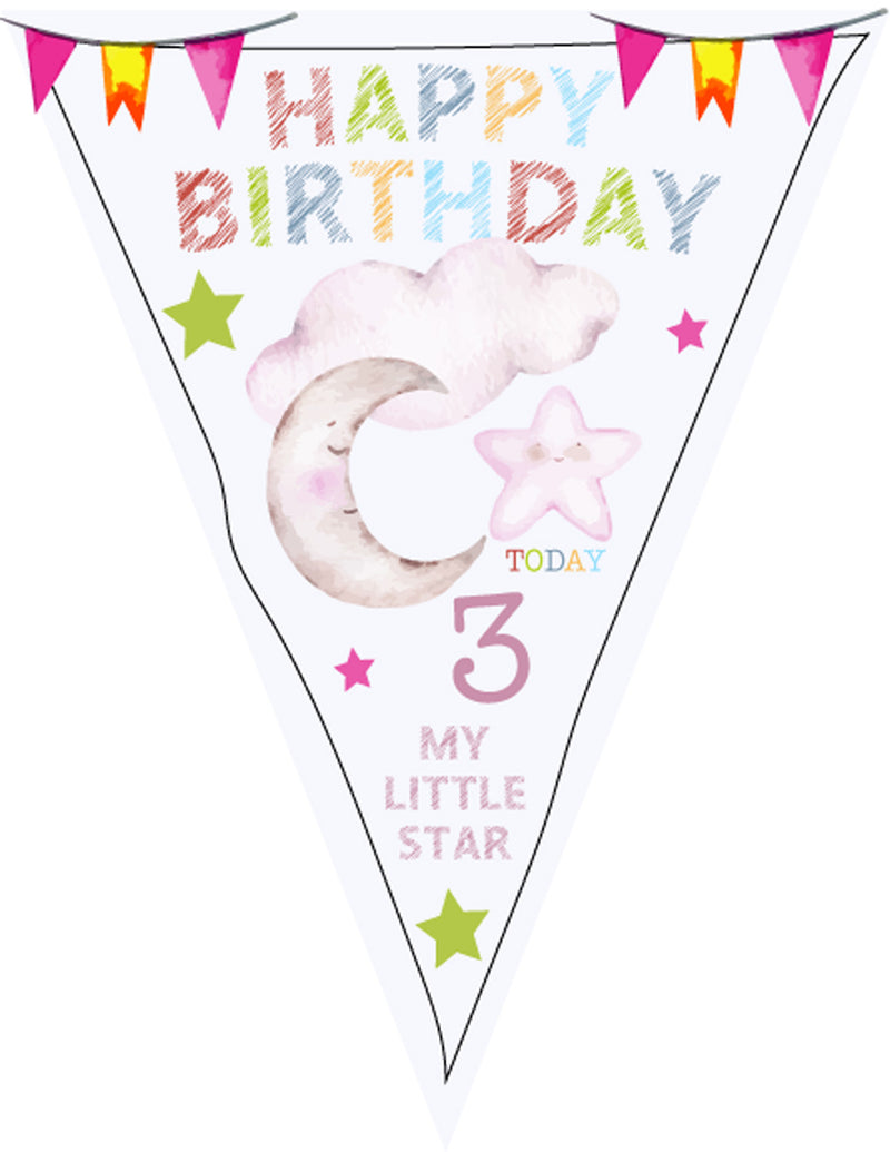 RM145 Birthday Colourful Bunting E Personalised Custom Bunting Premium Party Decorations  (Standard Bunting (14.8cm X 21cm))