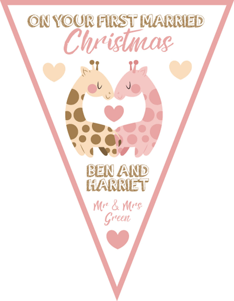 RM156 Couple Christmas Bunting A Personalised Custom Bunting Premium Party Decorations  (Standard Bunting (14.8cm X 21cm))