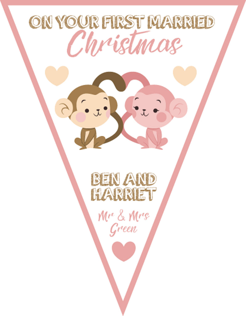 RM157 Couple Christmas Bunting B Personalised Custom Bunting Premium Party Decorations  (Standard Bunting (14.8cm X 21cm))
