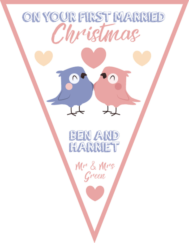 RM158 Couple Christmas Bunting C Personalised Custom Bunting Premium Party Decorations  (Standard Bunting (14.8cm X 21cm))
