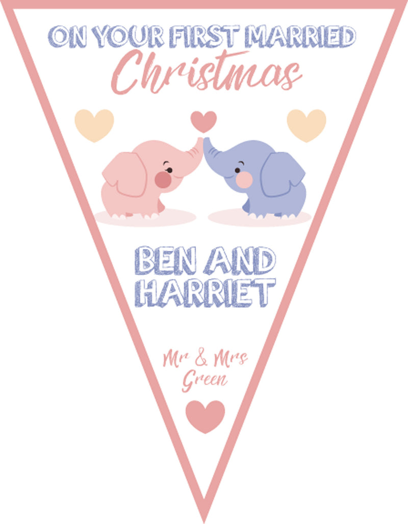 RM159 Couple Christmas Bunting D Personalised Custom Bunting Premium Party Decorations  (Standard Bunting (14.8cm X 21cm))