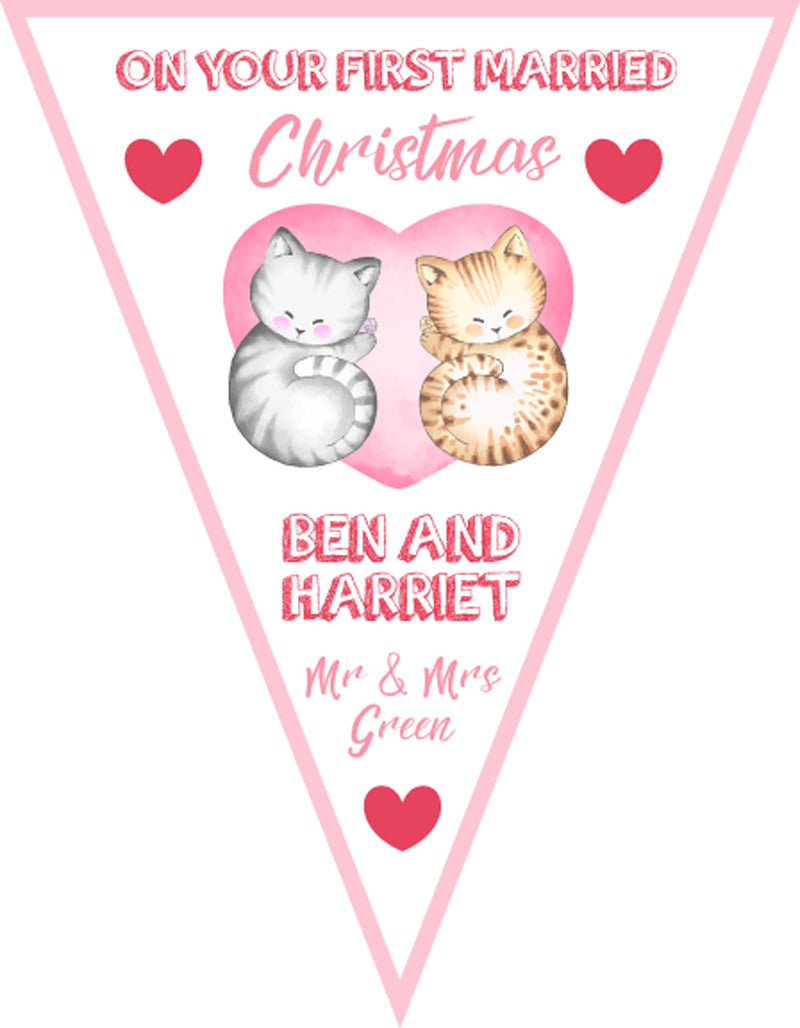 RM160 Couple Christmas Bunting E Personalised Custom Bunting Premium Party Decorations  (Standard Bunting (14.8cm X 21cm))