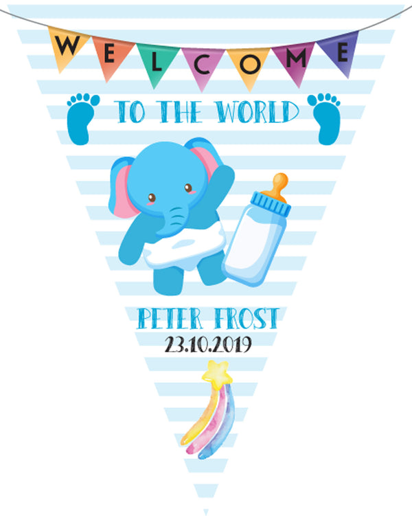 RM183 Welcome To World Bunting C Personalised Custom Bunting Premium Party Decorations  (Standard Bunting (14.8cm X 21cm))