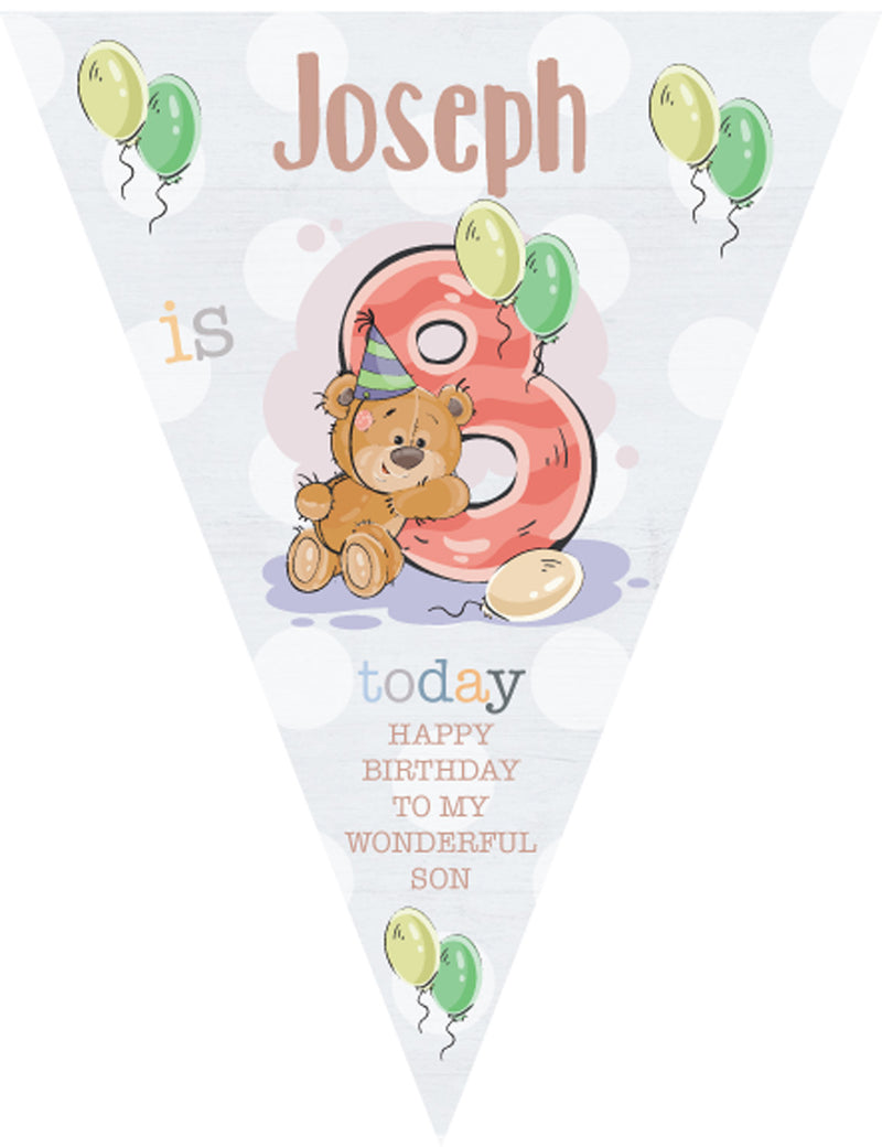 RM194 Bear With Num Birthday H Bunting Premium Party Decorations  (Standard Bunting (14.8cm X 21cm))