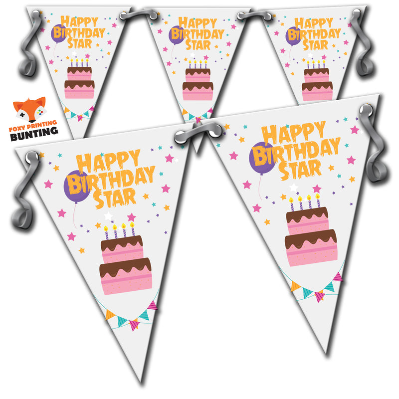 RM29 Single Star Birthday Bunting B Personalised Custom Bunting Premium Party Decorations  (Standard Bunting (14.8cm X 21cm))