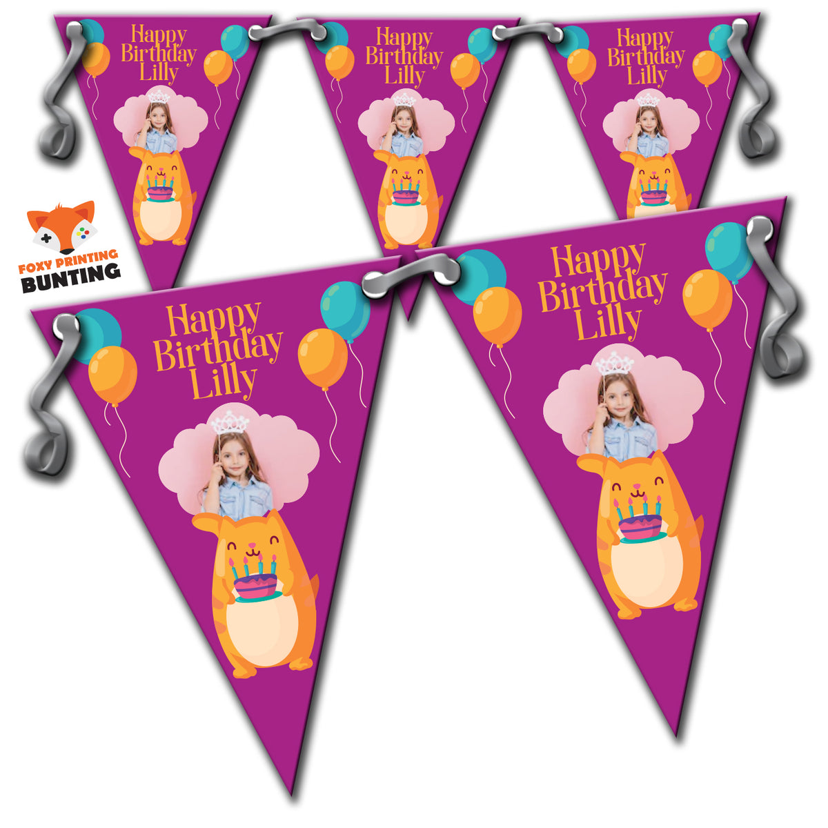 RM31 Single Bear Birthday Bunting A Personalised Custom Bunting Premium Party Decorations  (Standard Bunting (14.8cm X 21cm)) – RM31 Single Bear Birthday Bunting A Personalised Custom Bunting